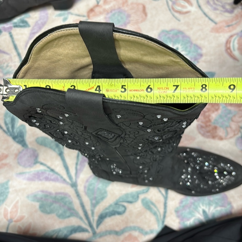 Silver and Black Embellished Women's Cowboy Boots - Picture 12 of 14